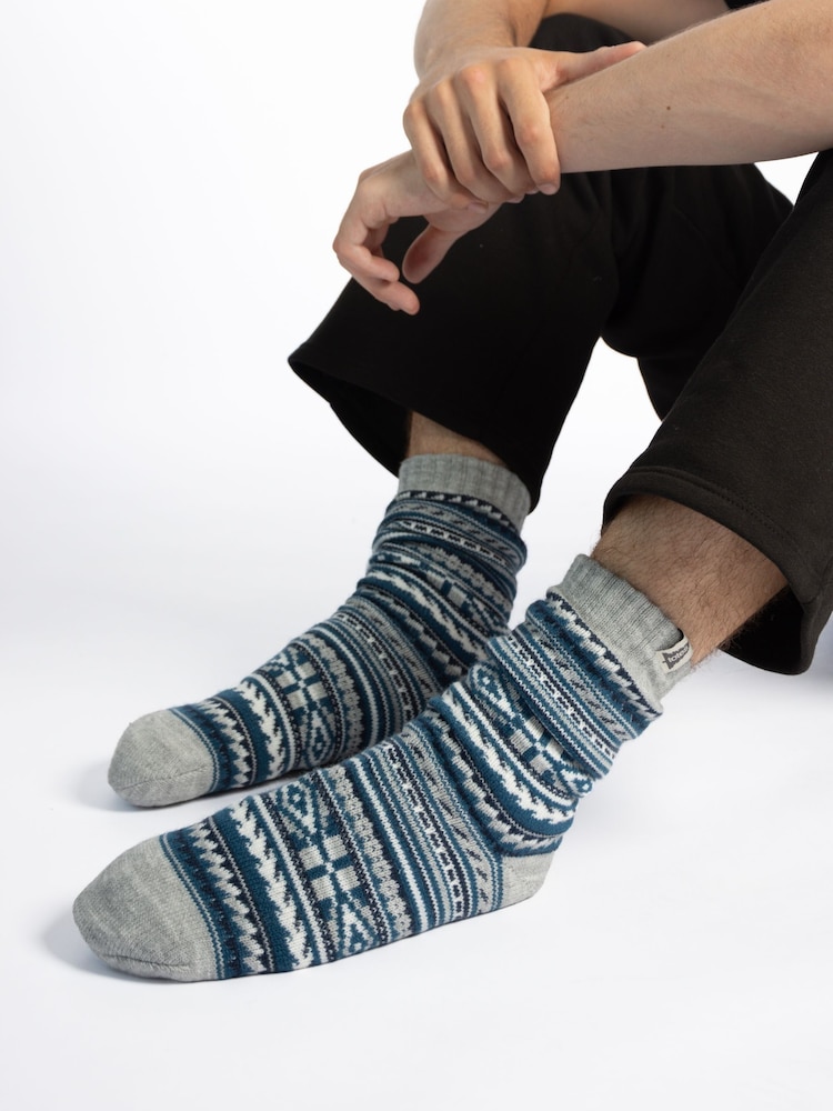 Totes Toasties Mens Sherpa Lined Fair Isle Slipper Socks - Bild 1 von 5