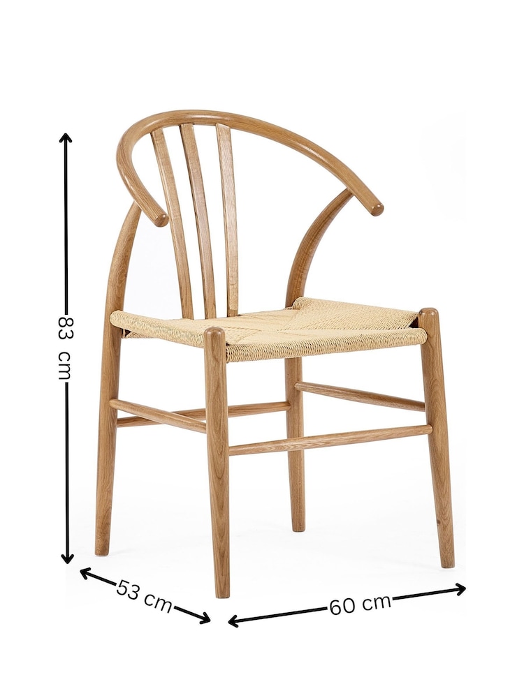 Julian Bowen Natural Oak Set of 2 Symi Dining Chairs - Image 5 of 5