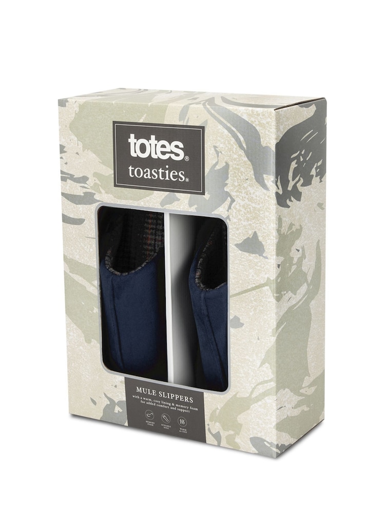 Totes Blue Toasties Mens Centre Seam Mules - Image 2 of 5 Totes Blue Toasties Mens Centre Seam Mules - Image 2 of 5