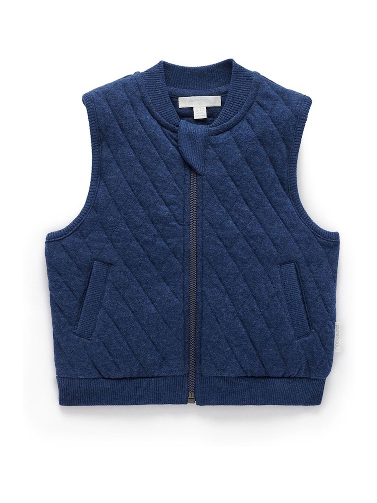 Purebaby Blue Quilted Vest - Image 1 of 4 Purebaby Blue Quilted Vest - Image 1 of 4