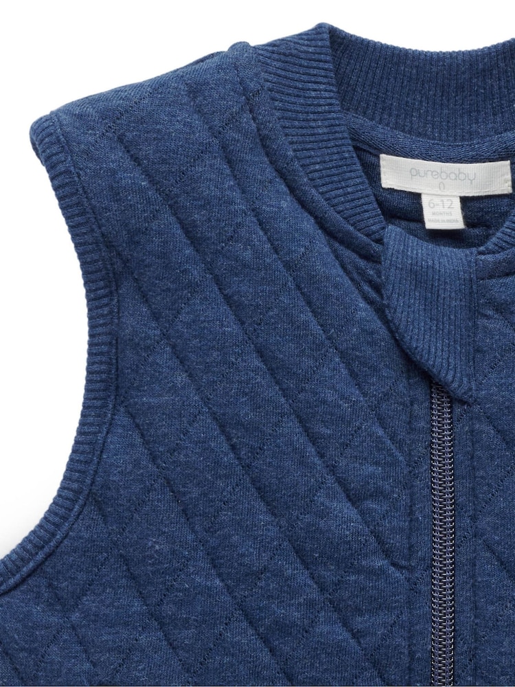Purebaby Blue Quilted Vest - Image 2 of 4 Purebaby Blue Quilted Vest - Image 2 of 4