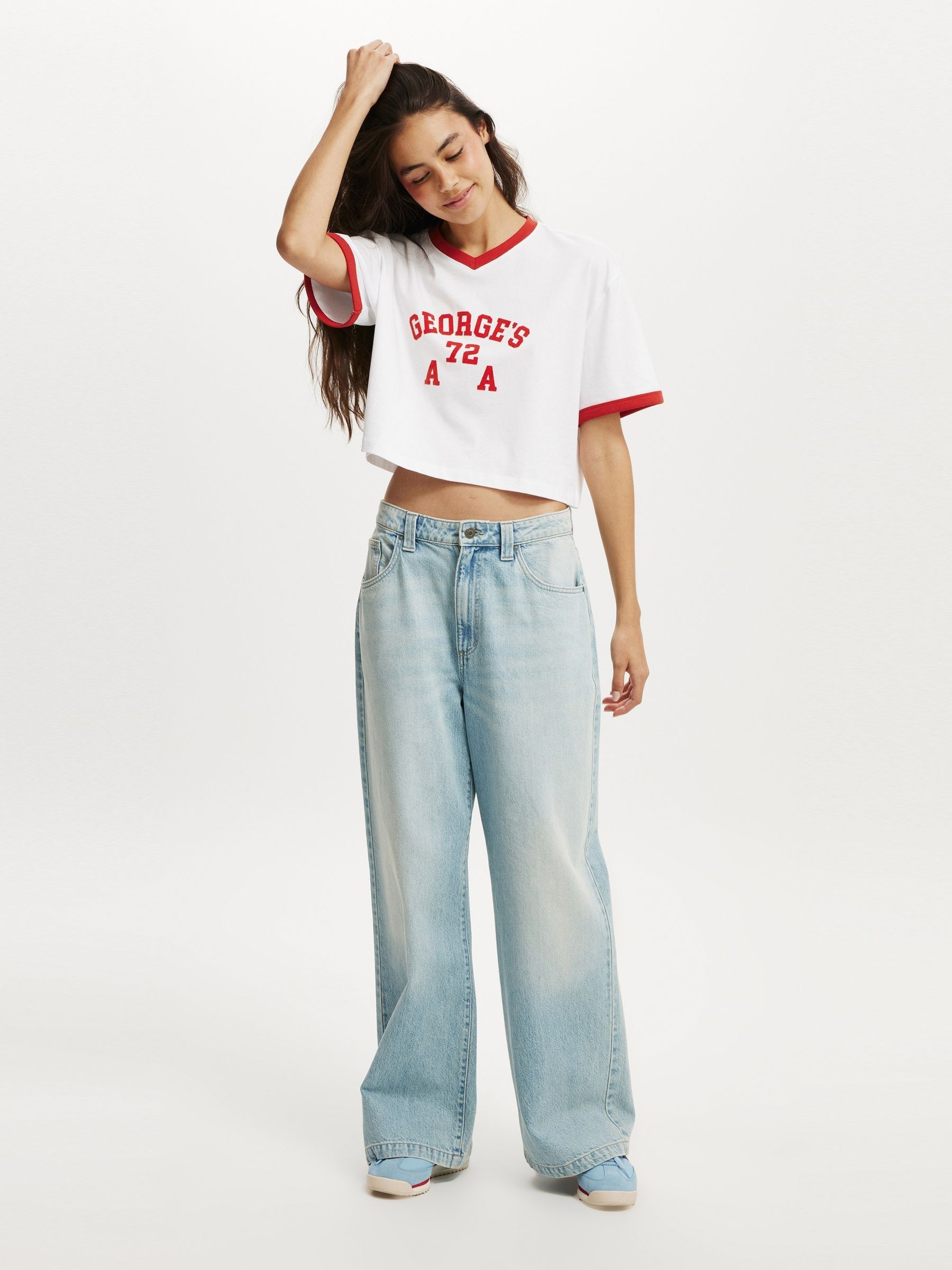 Next：日本 ホワイト - Cotton On Vネック ボクシー クロップ