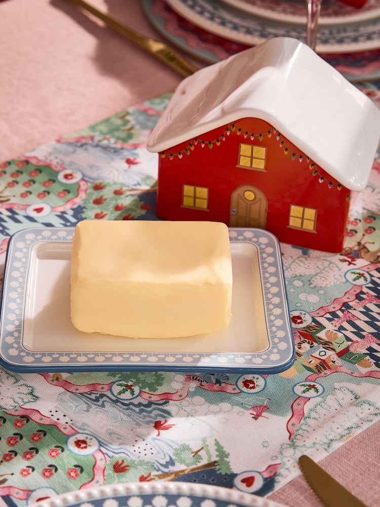 Cath Kidston Red Christmas House Butter Dish - Image 2 of 6 Cath Kidston Red Christmas House Butter Dish - Image 2 of 6