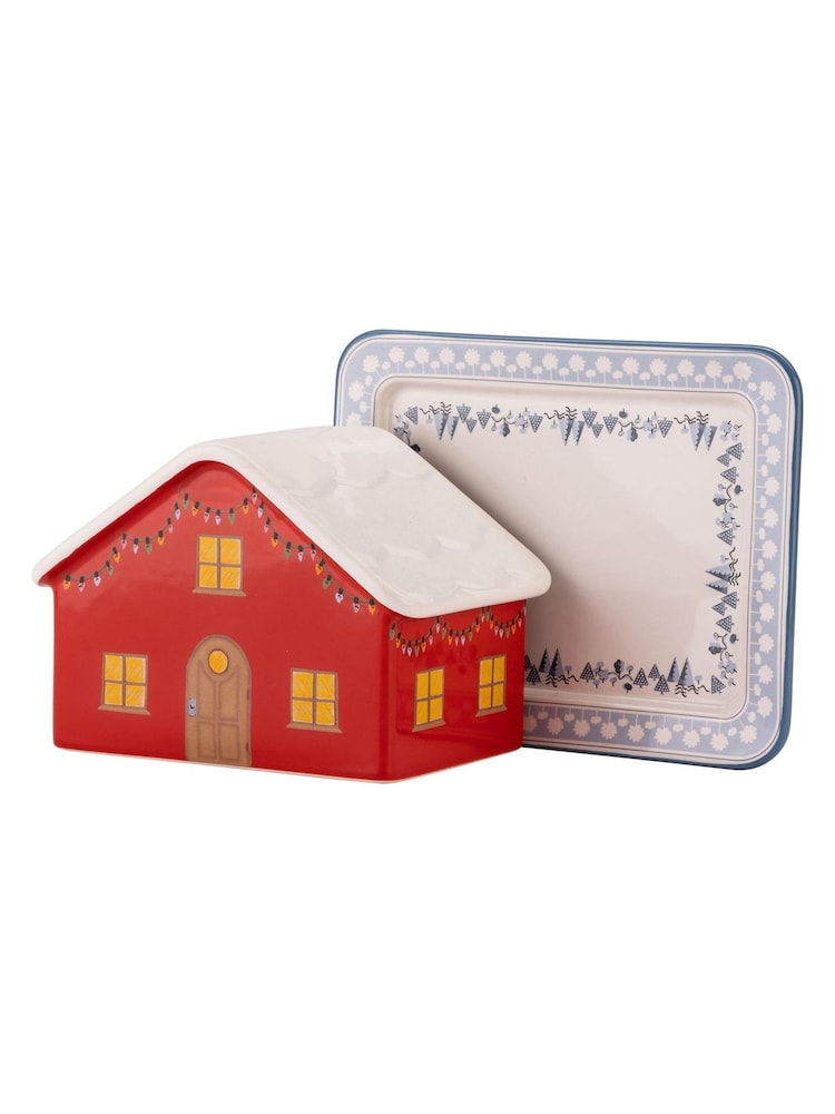 Cath Kidston Red Christmas House Butter Dish - Image 6 of 6 Cath Kidston Red Christmas House Butter Dish - Image 6 of 6