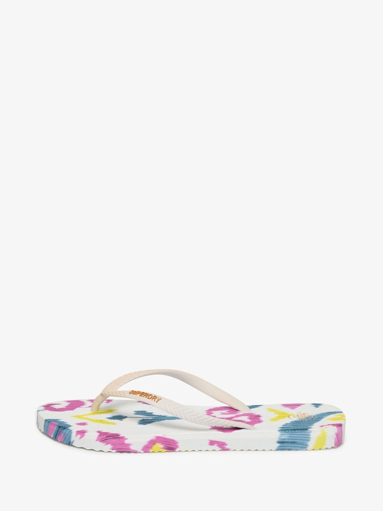 Superdry Cream Printed Flip Flops - Image 2 of 6