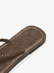 Superdry Brown Faux Leather Braided Flip Flops - Image 6 of 6