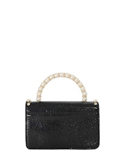 Dune London Black Blooms Flower Bead Top Handle Bag - Image 2 of 5
