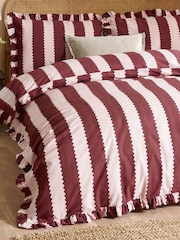 Wylder Burgundy or Blossom Birdie Stripe Ruffle Duvet Cover Set - Image 2 of 4