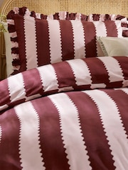 Wylder Burgundy or Blossom Birdie Stripe Ruffle Duvet Cover Set - Image 3 of 4