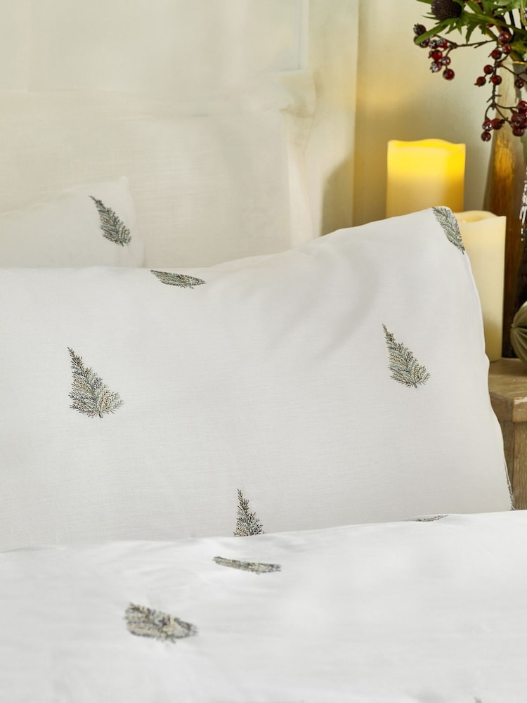 Wylder Forest Green Winter Forest Embroidered Duvet Cover Set - Image 2 of 3 Wylder Forest Green Winter Forest Embroidered Duvet Cover Set - Image 2 of 3