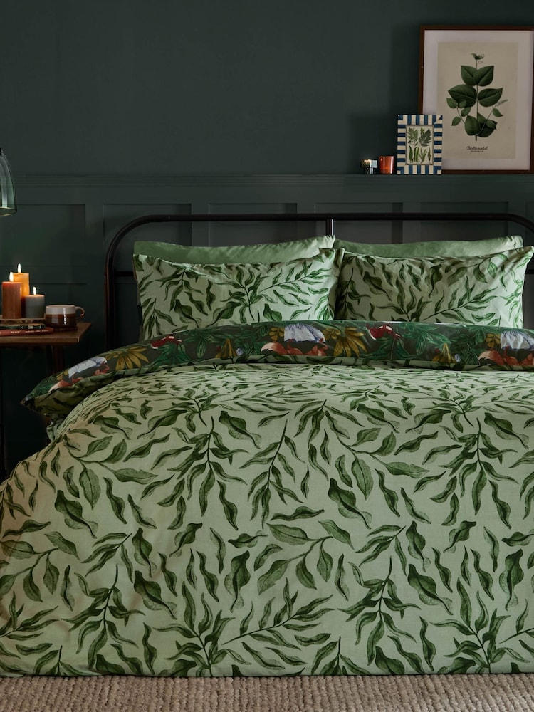 Furn Forest Green Into The Woods Printed Reversible Duvet Cover Set - Image 2 of 4 Furn Forest Green Into The Woods Printed Reversible Duvet Cover Set - Image 2 of 4
