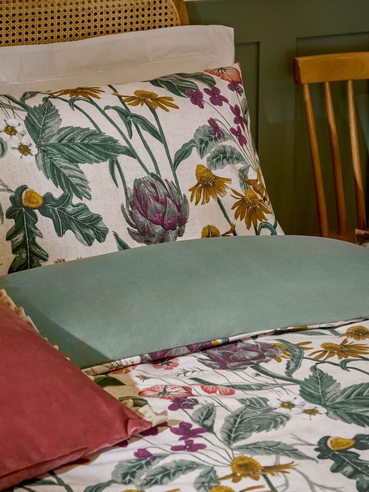 Wylder Oatmeal Florapedia Printed Floral Duvet Cover Set - Image 2 of 3 Wylder Oatmeal Florapedia Printed Floral Duvet Cover Set - Image 2 of 3
