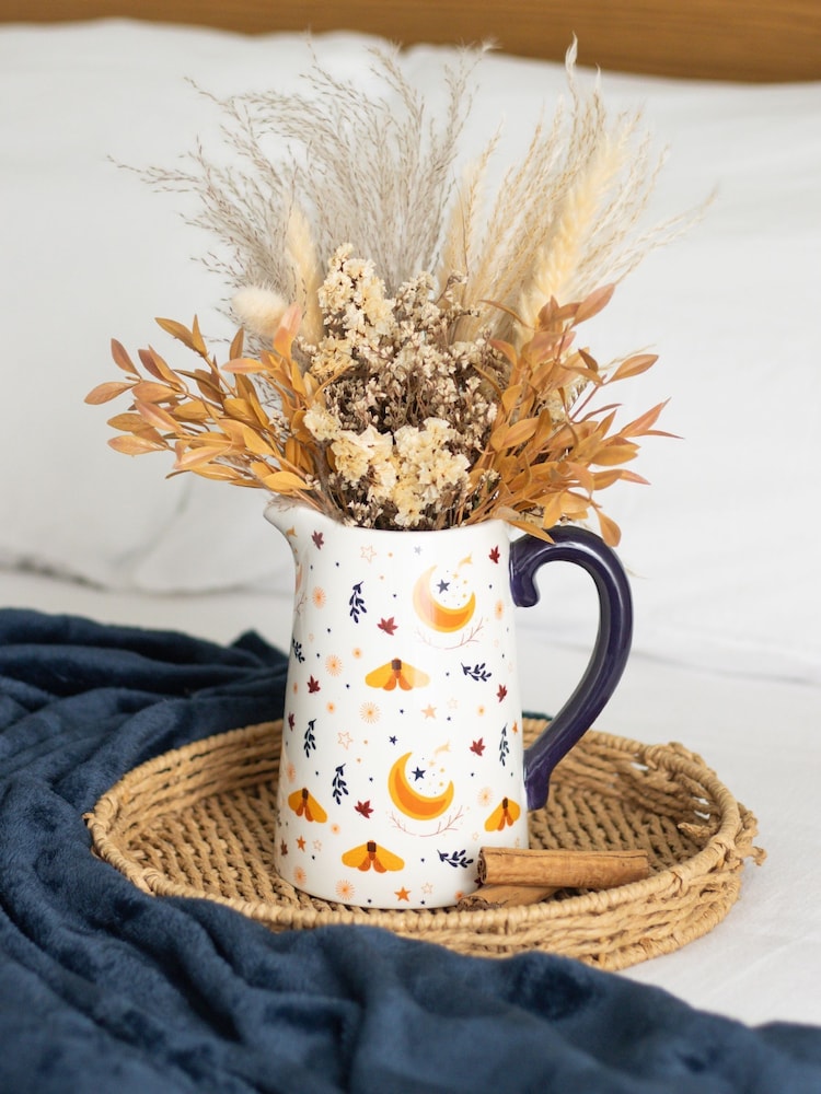 Something Different White Autumn Magic Harvest Moon Print Ceramic Flower Jug - Image 1 of 4 Something Different White Autumn Magic Harvest Moon Print Ceramic Flower Jug - Image 1 of 4