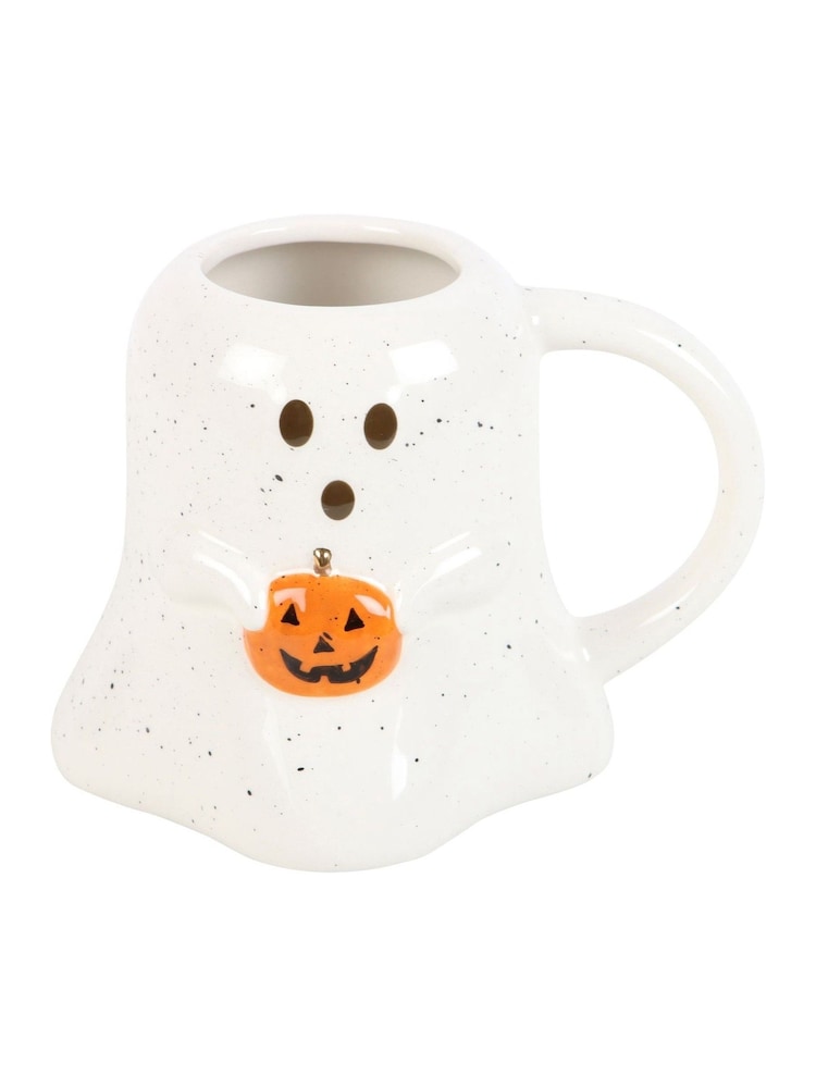 Something Different White Ghost Shaped Mug with Pumpkin - Image 2 of 5 Something Different White Ghost Shaped Mug with Pumpkin - Image 2 of 5