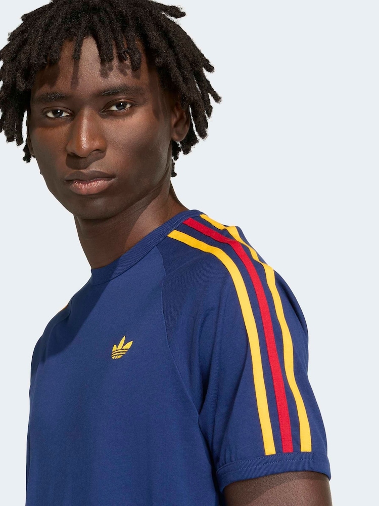 Buy adidas Originals Blue/Yellow 3-Stripes T-Shirt from the Next UK online  shop