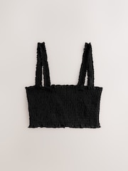 Black Shirred Bandeau Bikini Top - Image 1 of 3