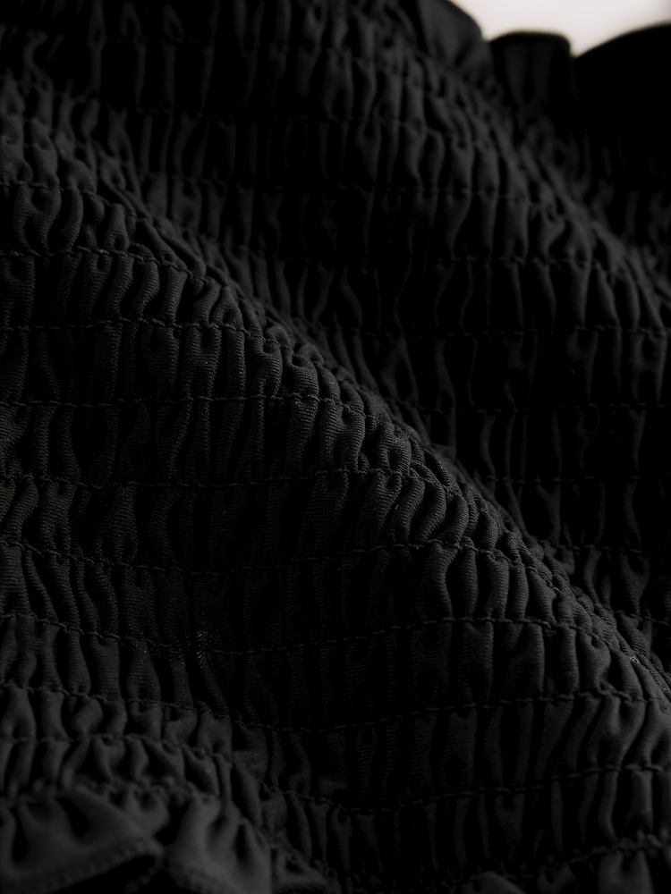 Black Shirred Bandeau Bikini Top - Image 3 of 3 Black Shirred Bandeau Bikini Top - Image 3 of 3