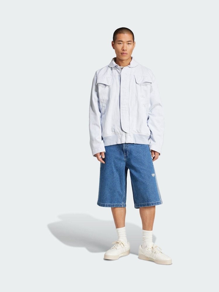 adidas Originals Blue Adicolor Denim Firebird Shorts - Image 1 of 5