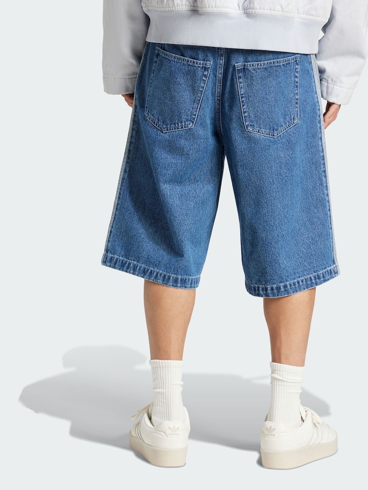 adidas Originals Blue Adicolor Denim Firebird Shorts - Image 2 of 5