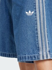 adidas Originals Blue Adicolor Denim Firebird Shorts - Image 4 of 5