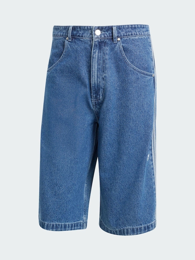adidas Originals Blue Adicolor Denim Firebird Shorts - Image 5 of 5