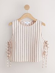 Pink/Black Stripe Chenille Side Tie Top - Image 1 of 3