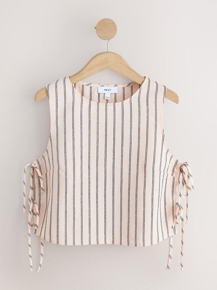 Pink/Black Stripe Chenille Side Tie Top - Image 1 of 3