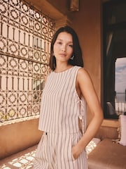 Pink/Black Stripe Chenille Side Tie Top - Image 4 of 9