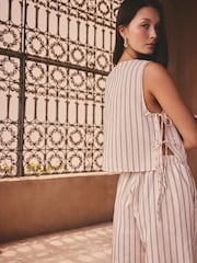 Pink/Black Stripe Chenille Side Tie Top - Image 5 of 9