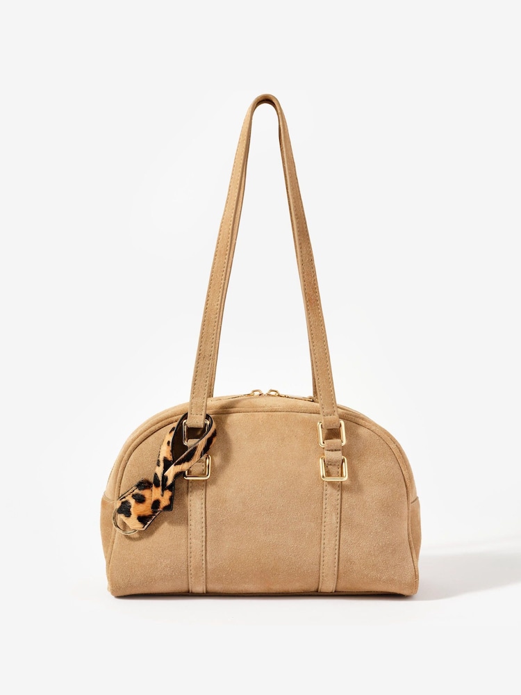 Mint Velvet Cream Suede Shoulder Bag - Image 1 of 4