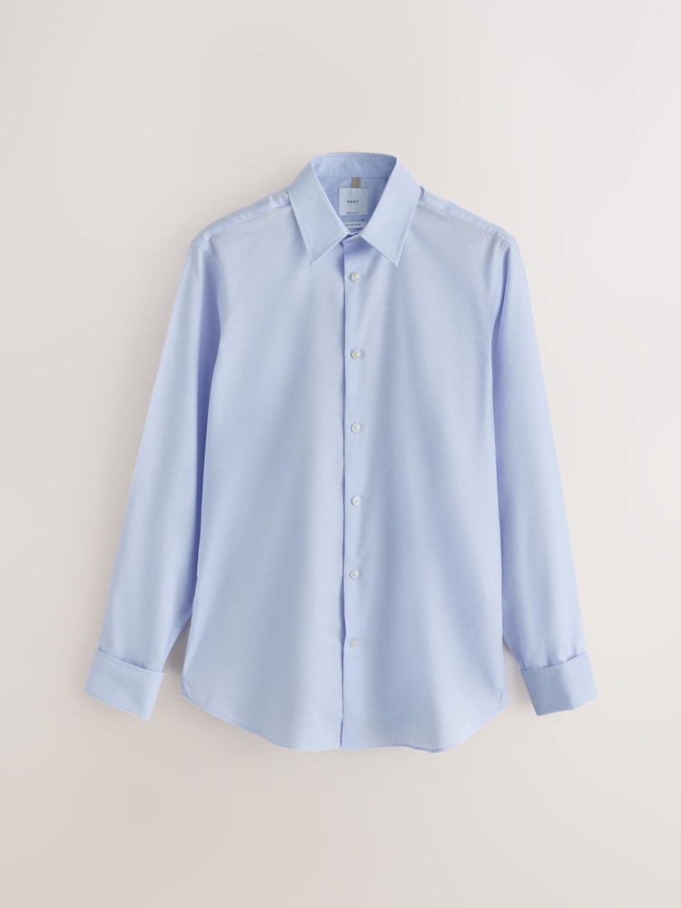 Azul claro - Corte estándar - Cotton Rich Textured Easy Care Smart Shirt - Imagen 1 de 3