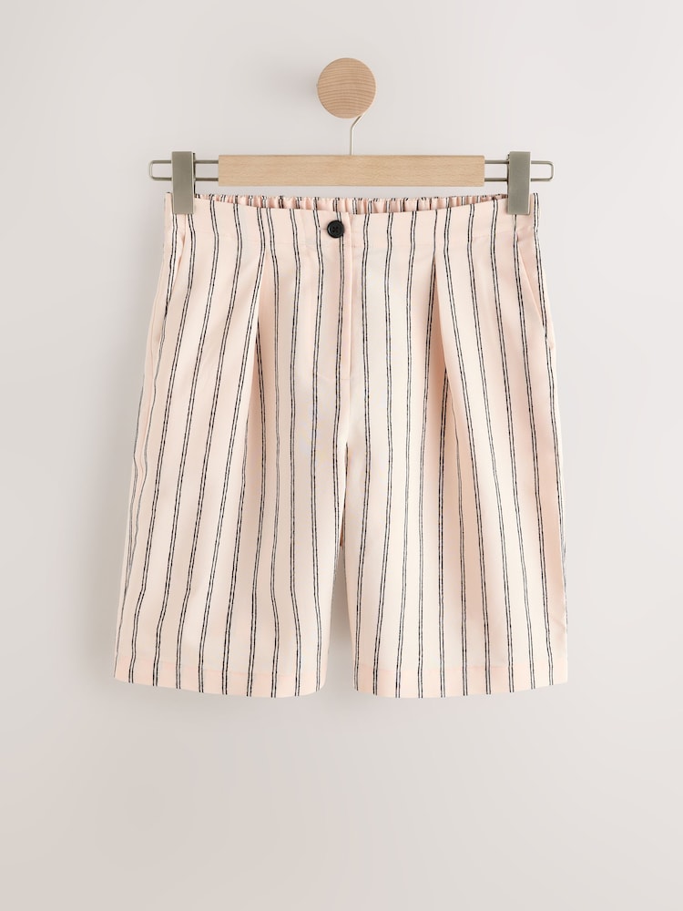 Pink/Black Stripe Chenille Knee Shorts - Image 1 of 3