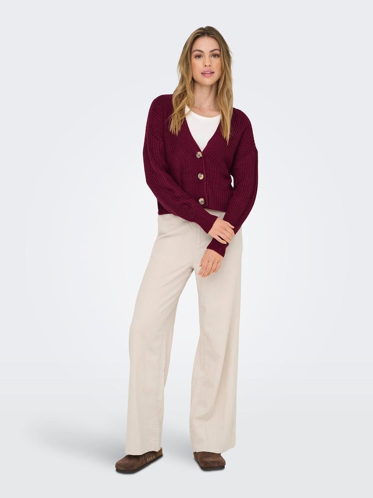 ONLY Red Button Through Cardigan - Image 2 of 6