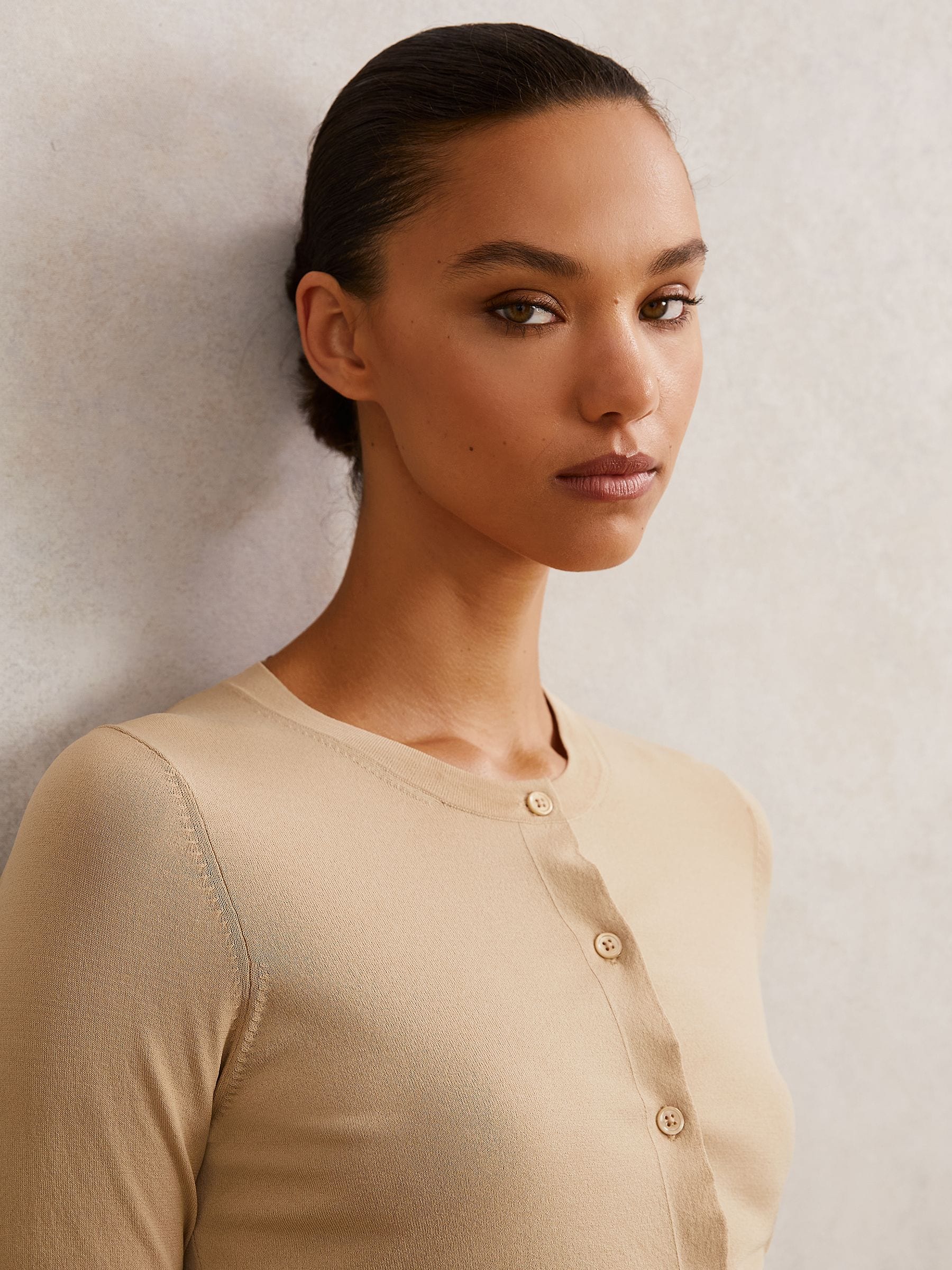 Buy Reiss Neutral Mara Lightweight Cropped Cardigan from the Next