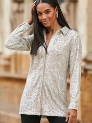 Sosandar Gold Sequin Shirt - Image 1 of 1