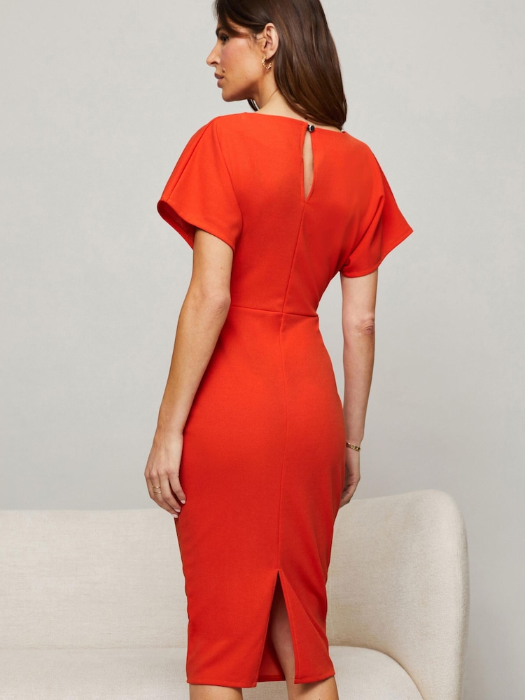 Lipsy Orange Twist Side Midi Dress - Image 2 of 4 Lipsy Orange Twist Side Midi Dress - Image 2 of 4