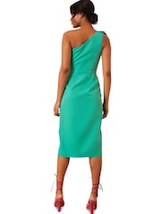 Chi Chi London Lime Green One Shoulder Wrap Detail Midi Dress - Image 2 of 5