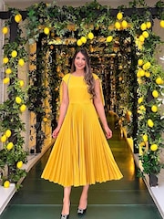 Closet Yellow Gold Pleated Dress - Image 1 of 6