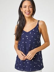 Roman Blue Foil Print Cross Back Cami - Image 1 of 4