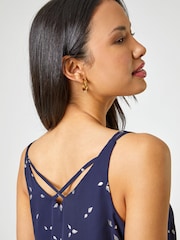 Roman Blue Foil Print Cross Back Cami - Image 2 of 4