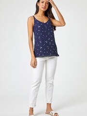 Roman Blue Foil Print Cross Back Cami - Image 3 of 4