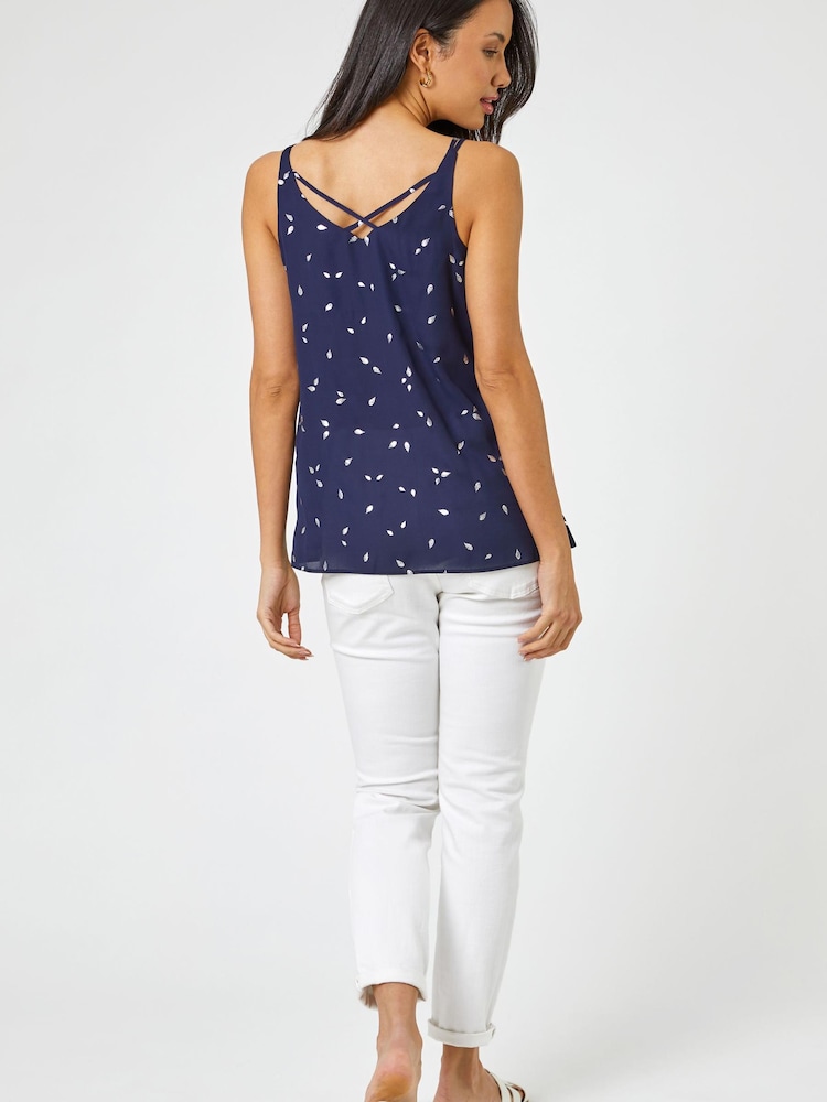 Roman Blue Foil Print Cross Back Cami - Image 4 of 4