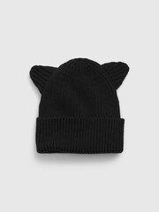 Gap Black Toddlers Organic Cotton Cat Beanie - Image 1 of 1
