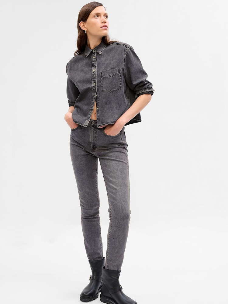 Gap Faded Cropped Denim-Hemd - Bild 1 von 3