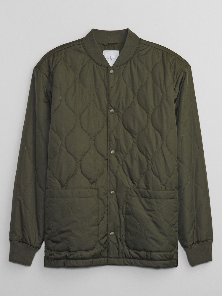 Gap Green Quilted Bomber Jacket - Image 3 of 3 Gap Green Quilted Bomber Jacket - Image 3 of 3