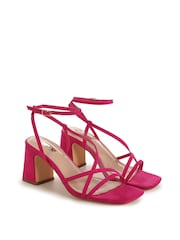 Pink - Linzi Memphis Sandalen mit Blockabsatz und überkreuzte Riemen - Bild 3 von 4
