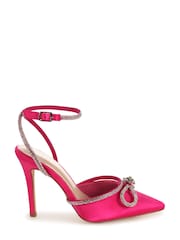 Linzi Pink Fushia Forever Court Heeled Sandal With Diamante Bow Trim - Image 1 of 1