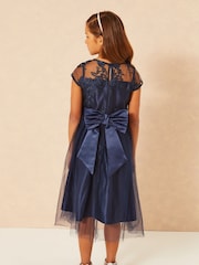 Lipsy Navy Lace Bodice Occasion Dress - Image 2 of 4
