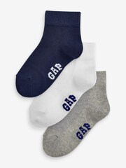 Gap Grey Kids 3 Pack Quarter Crew Socks - Image 1 of 5
