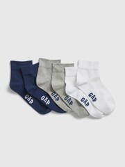 Gap Grey Kids 3 Pack Quarter Crew Socks - Image 5 of 5